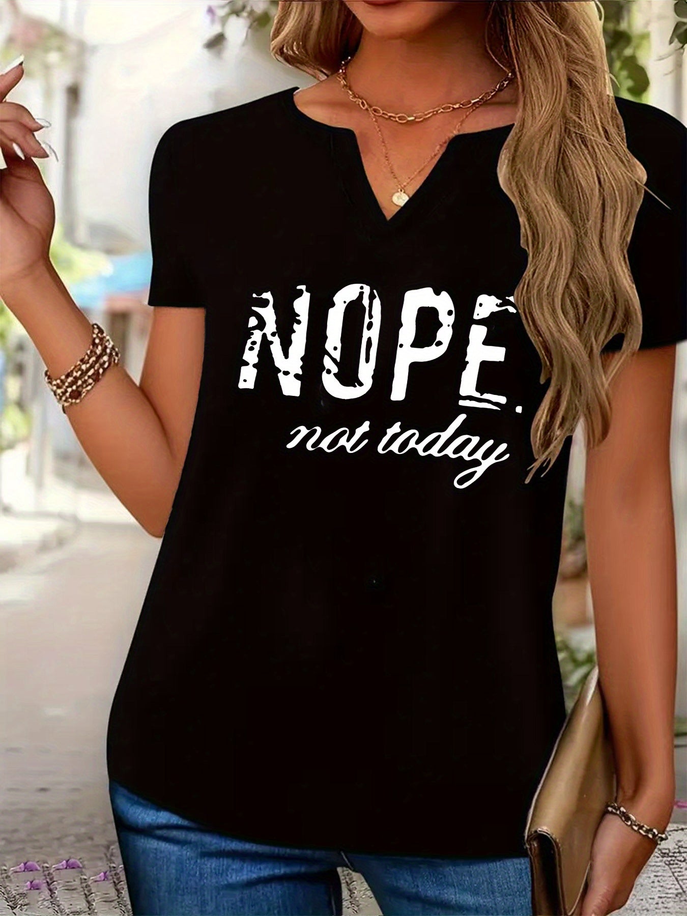 English printed Women's short-sleeve T-shirt, casual T-shirt, Women's clothing