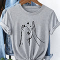 Pet Lovers Cat's Paw Graphic Print Stylish Casual Short Sleeves, Spring and Summer Fit, Round Neck Women's T-shirt