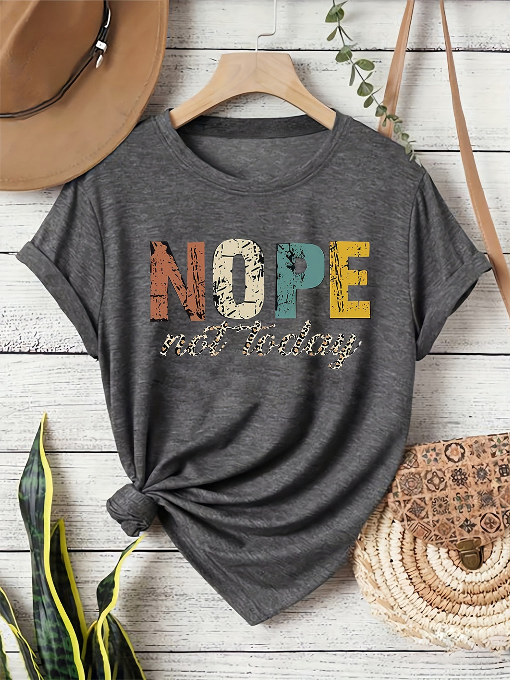 New Fashion Trend NOPE Large Letter Printed Round Neck Summer Women'S Short Sleeve T-Shirt