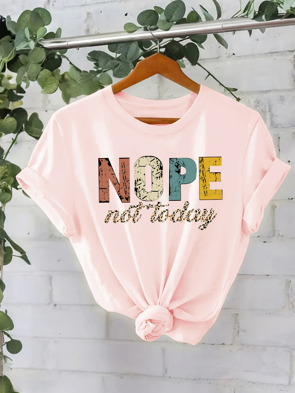 New Fashion Trend NOPE Large Letter Printed Round Neck Summer Women'S Short Sleeve T-Shirt