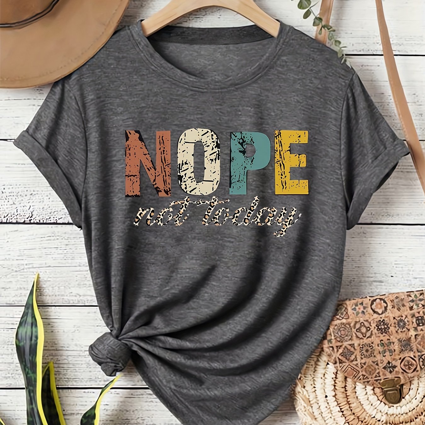 New Fashion Trend NOPE Large Letter Printed Round Neck Summer Women'S Short Sleeve T-Shirt