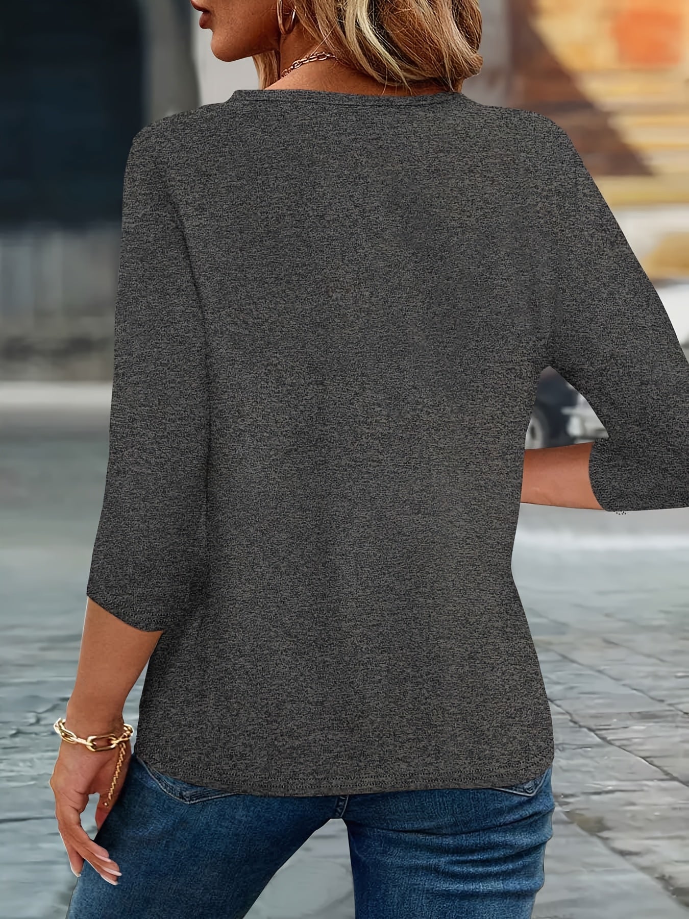 2025 New Style, Print Spring And Summer Fashion Easy Women'S Casual V-Neck Three-Quarter Sleeve T-Shirt 79-A41-544