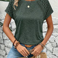 Women's Fashion Solid Color Color-Block Lace Sleeve T-shirt