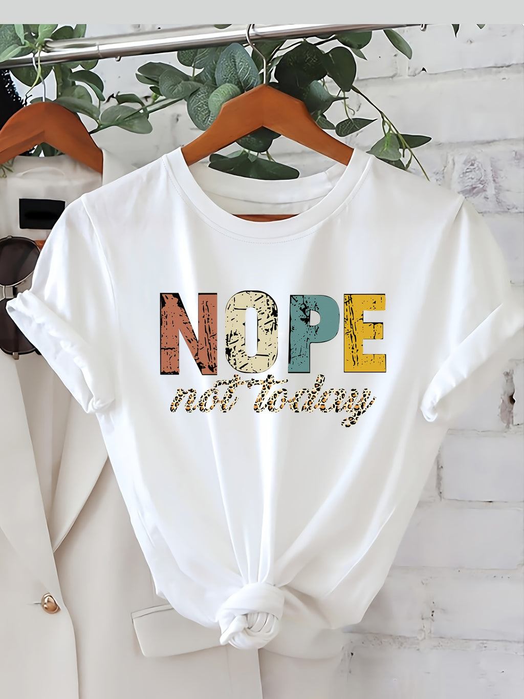 New Fashion Trend NOPE Large Letter Printed Round Neck Summer Women'S Short Sleeve T-Shirt