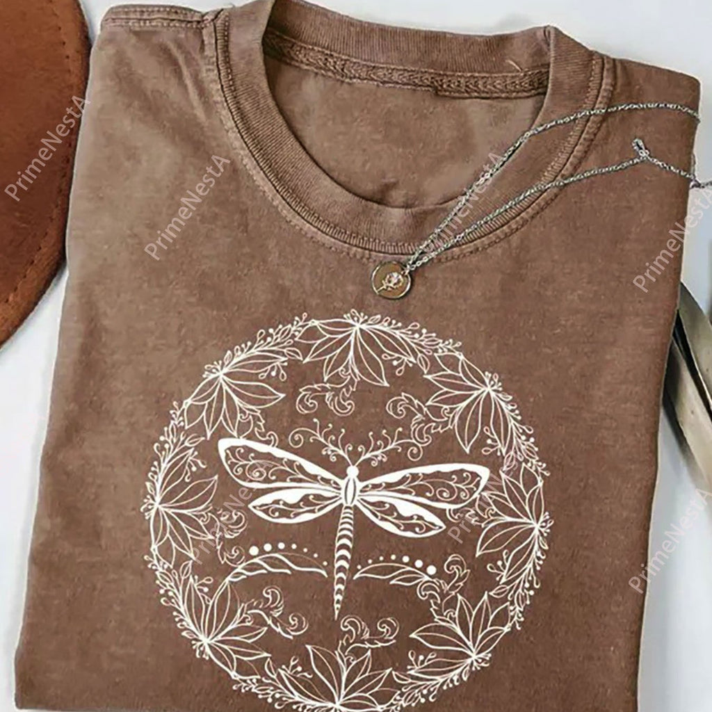 Washed, Dragonfly Grass Ball Print, High-Quality Batik Retro Fashion Brand, Recent Hot Item, All-Season Charm, Holiday Gift, Perfect Present