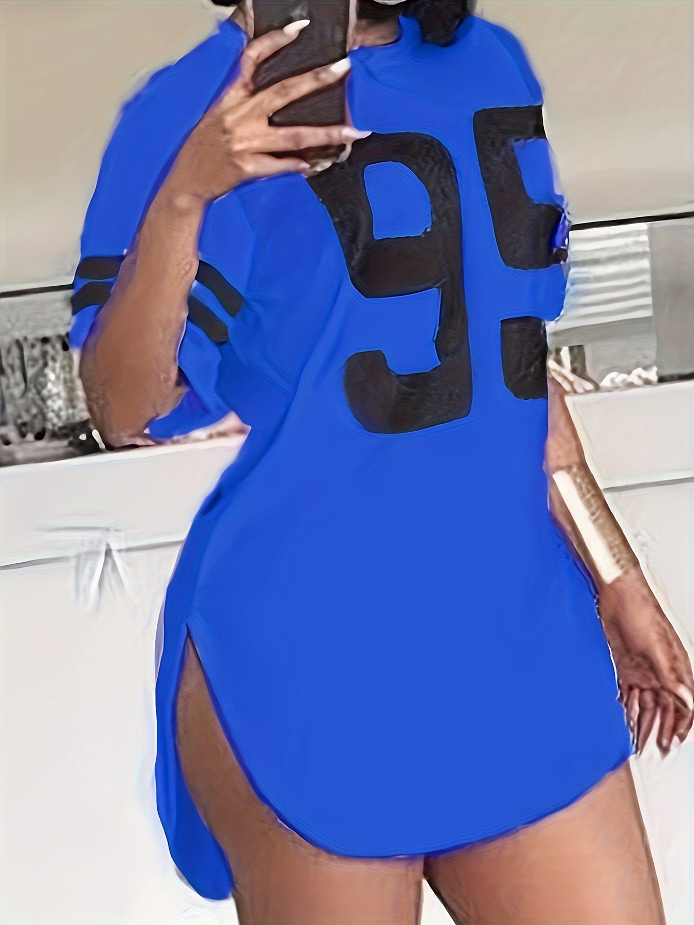 Summer New European and American Style Women's "99" Print Loose Fit Casual Short Sleeve T-Shirt Top