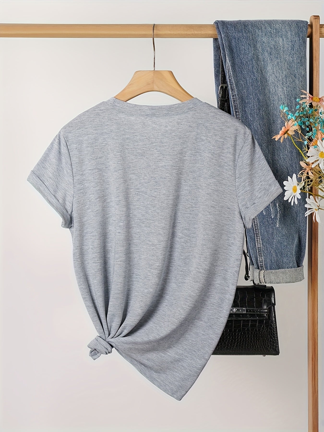 Pet Lovers Cat's Paw Graphic Print Stylish Casual Short Sleeves, Spring and Summer Fit, Round Neck Women's T-shirt