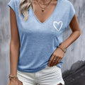 Summer Heart Print Batwing Sleeve T-Shirt
