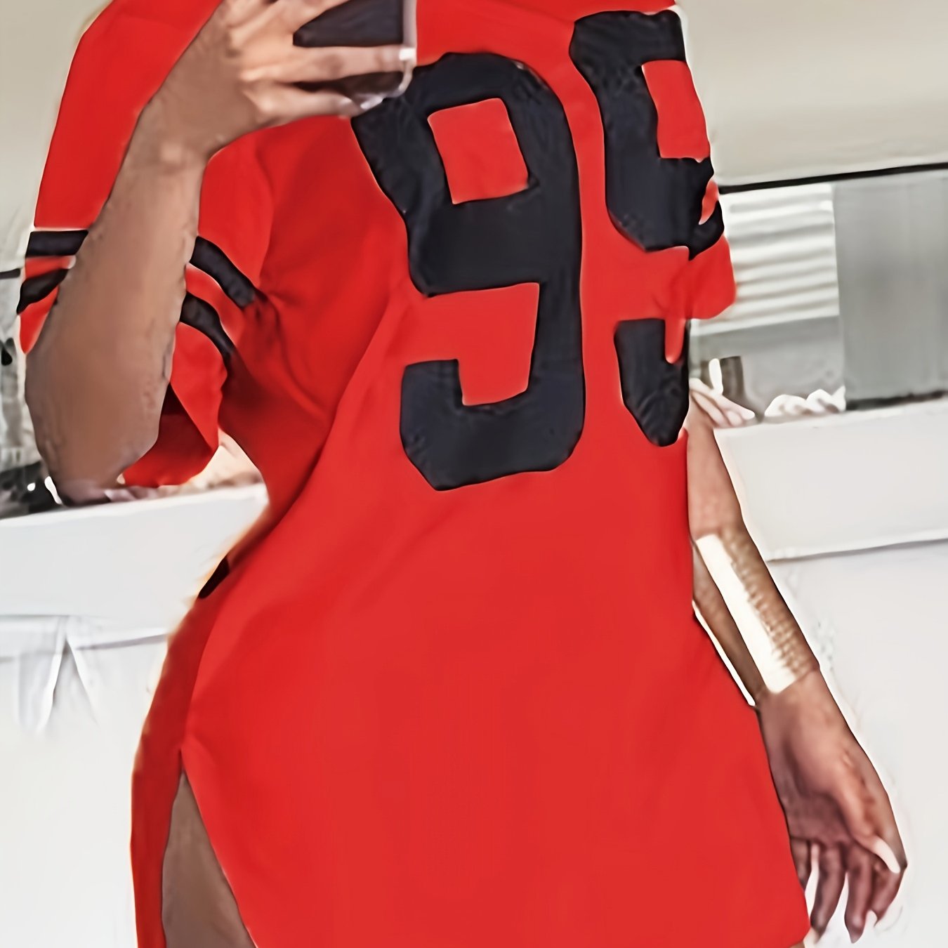 Summer New European and American Style Women's "99" Print Loose Fit Casual Short Sleeve T-Shirt Top