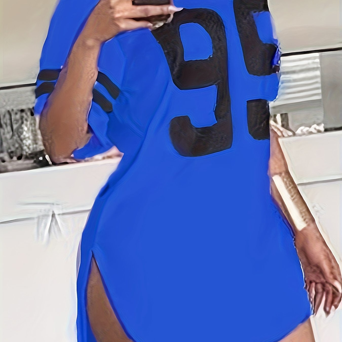 Summer New European and American Style Women's "99" Print Loose Fit Casual Short Sleeve T-Shirt Top