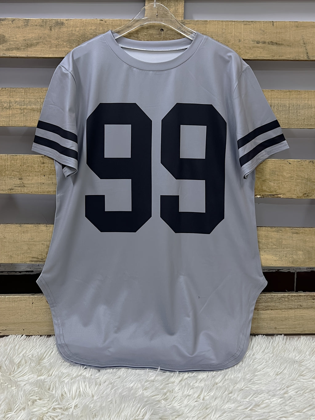 Summer New European and American Style Women's "99" Print Loose Fit Casual Short Sleeve T-Shirt Top