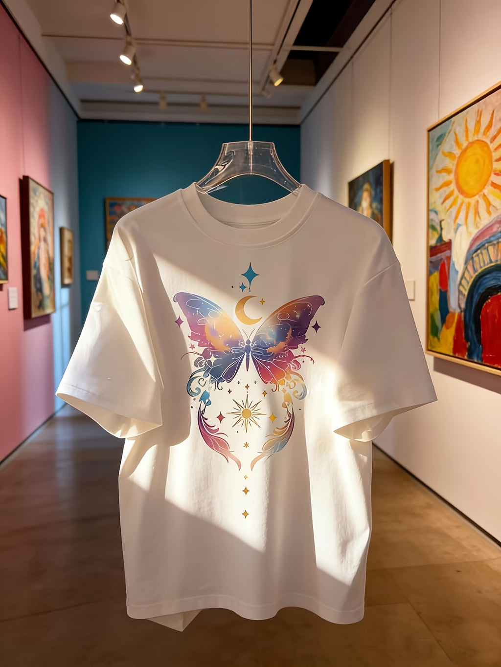 Women's Casual Printed Short-Sleeve T-Shirt - Black Print Design, Round Neck, Lightweight, Machine Washable, Spring/Summer Top, Elegant Women's Shirt