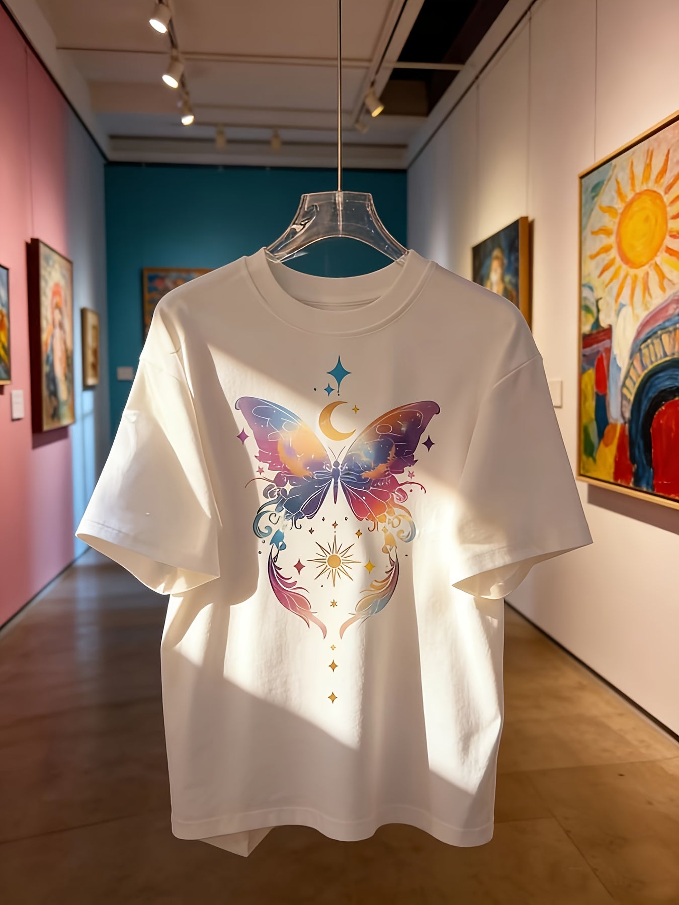 Women's Casual Printed Short-Sleeve T-Shirt - Black Print Design, Round Neck, Lightweight, Machine Washable, Spring/Summer Top, Elegant Women's Shirt