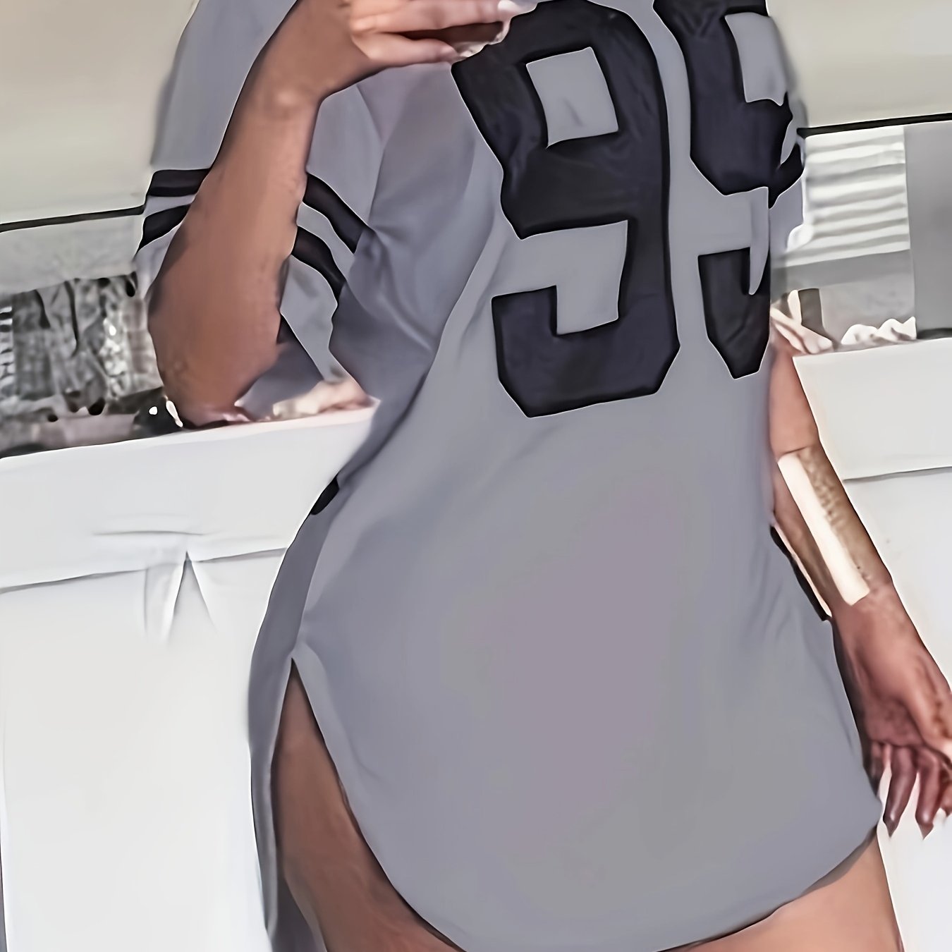 Summer New European and American Style Women's "99" Print Loose Fit Casual Short Sleeve T-Shirt Top