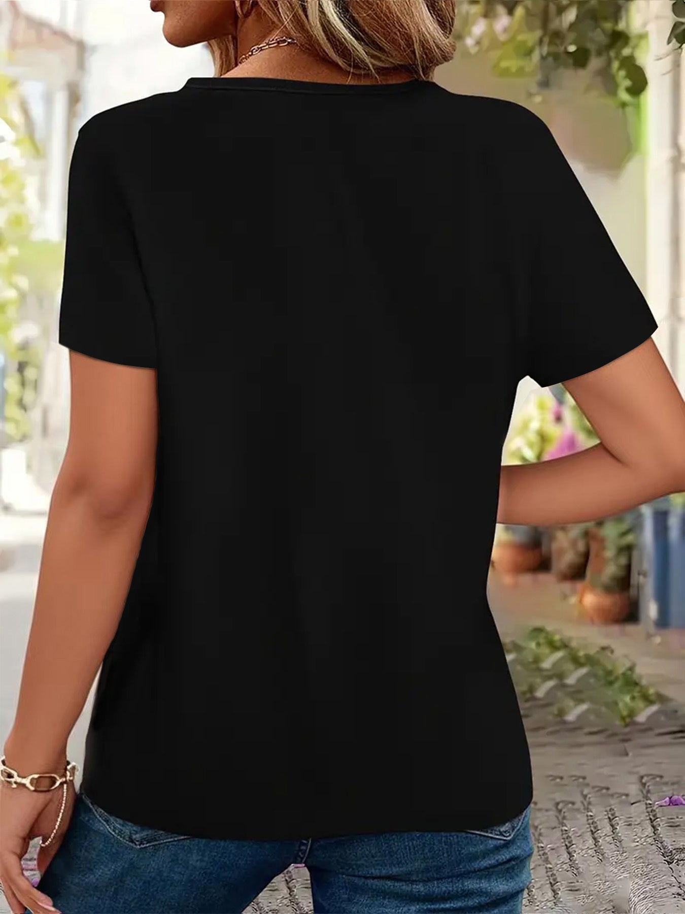 English printed Women's short-sleeve T-shirt, casual T-shirt, Women's clothing