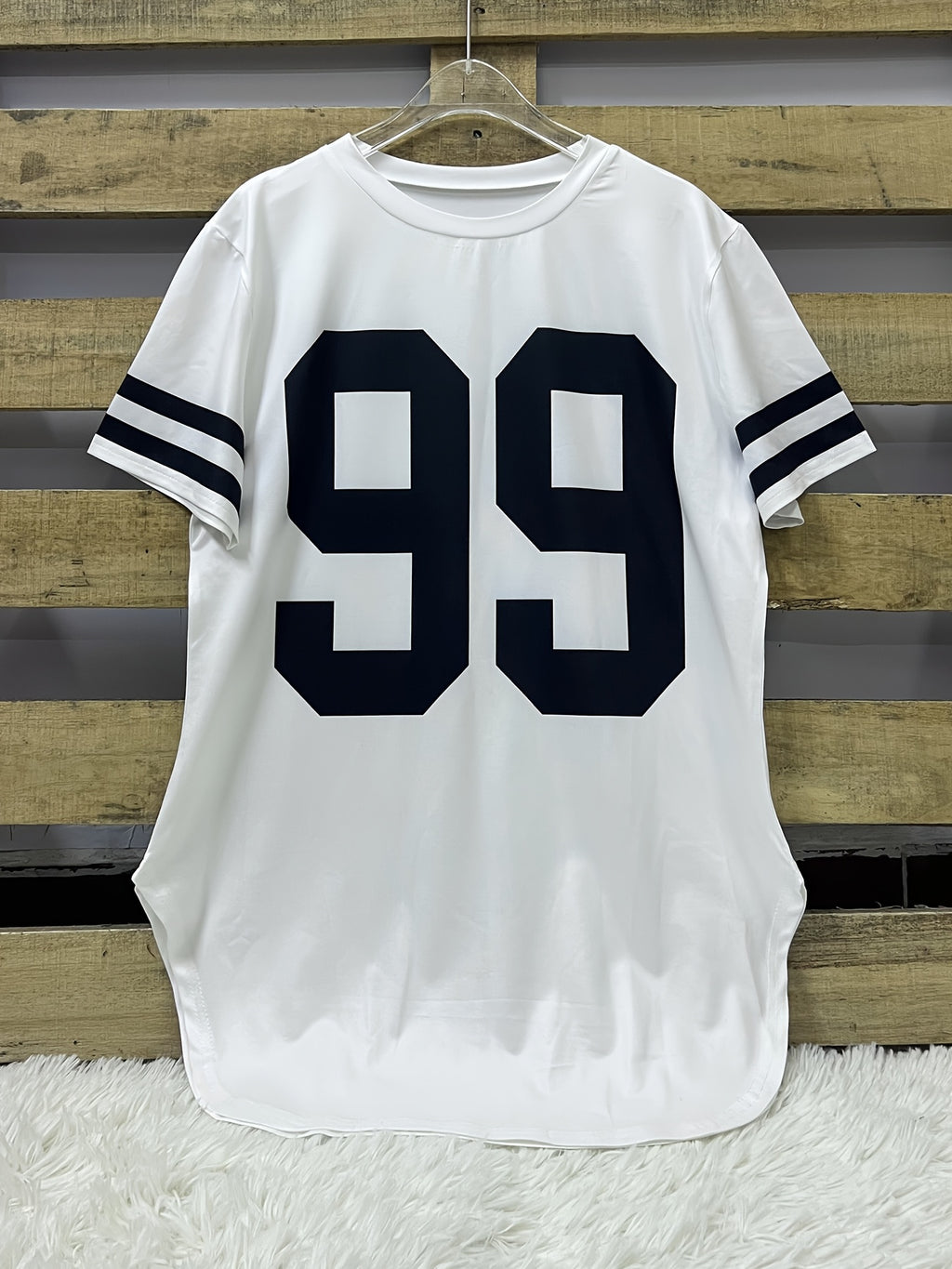 Summer New European and American Style Women's "99" Print Loose Fit Casual Short Sleeve T-Shirt Top