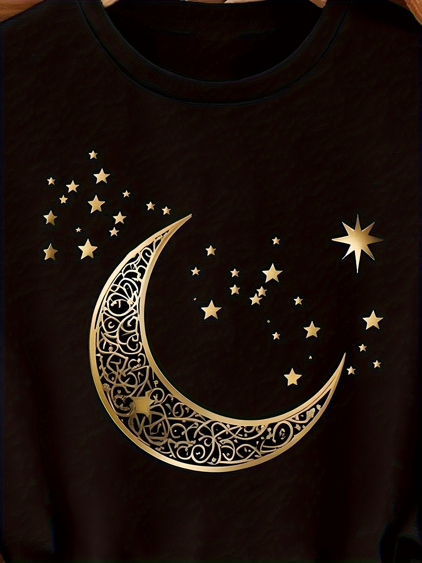 Moon Print Round Neck T-Shirt, Casual Short-Sleeve Top for Spring And Summer, Women'S Clothing