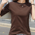 Women'S Elegant Solid Color T-Shirt - Soft Pink Crew Neck Short Sleeve Top, Perfect for Summer Fashion, Everyday Tshirt | Versatile Top | Comfortable Fit