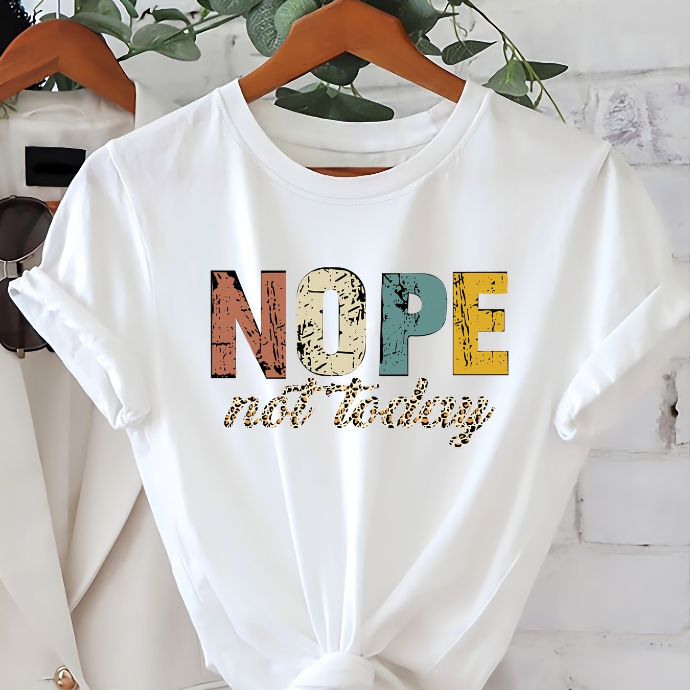 New Fashion Trend NOPE Large Letter Printed Round Neck Summer Women'S Short Sleeve T-Shirt