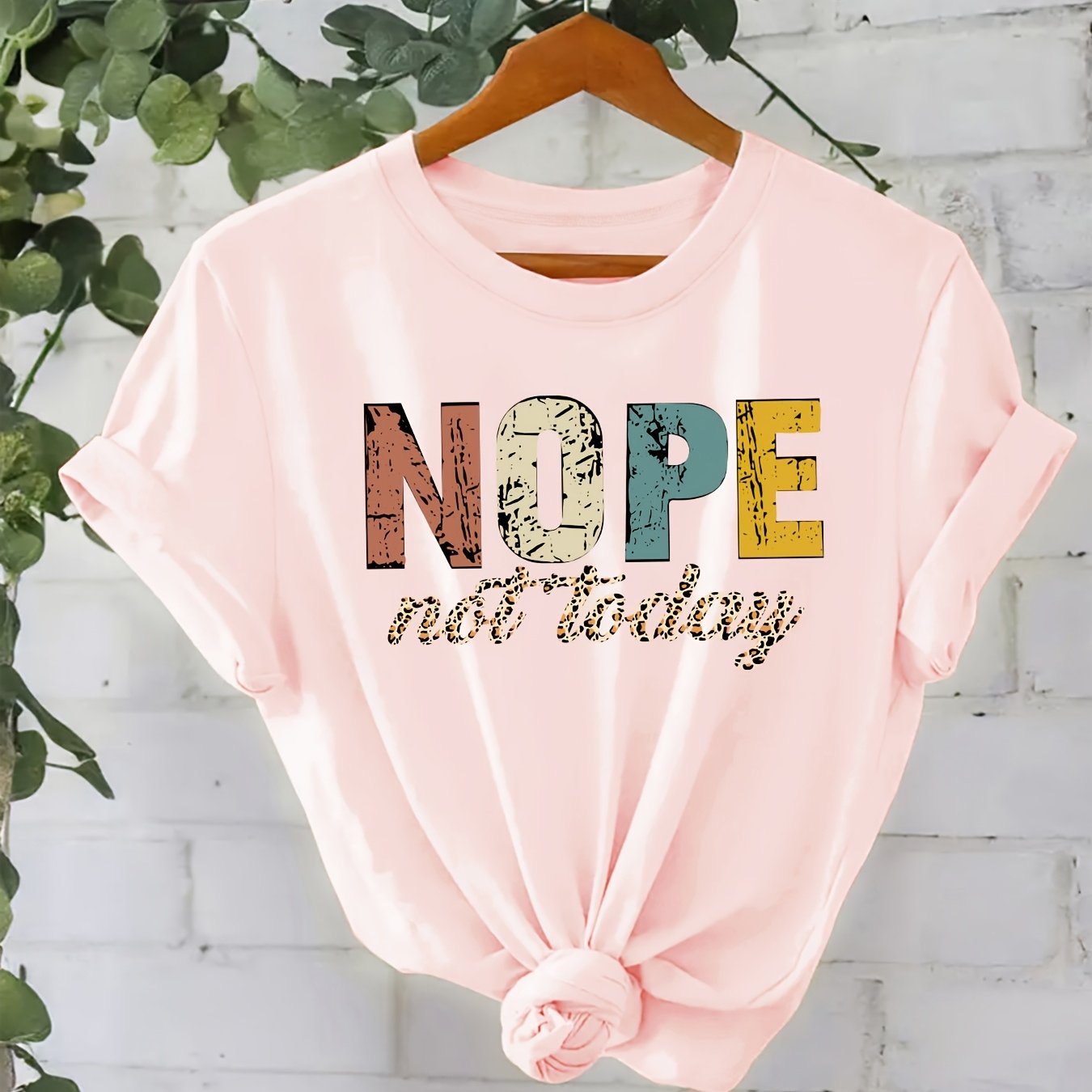 New Fashion Trend NOPE Large Letter Printed Round Neck Summer Women'S Short Sleeve T-Shirt