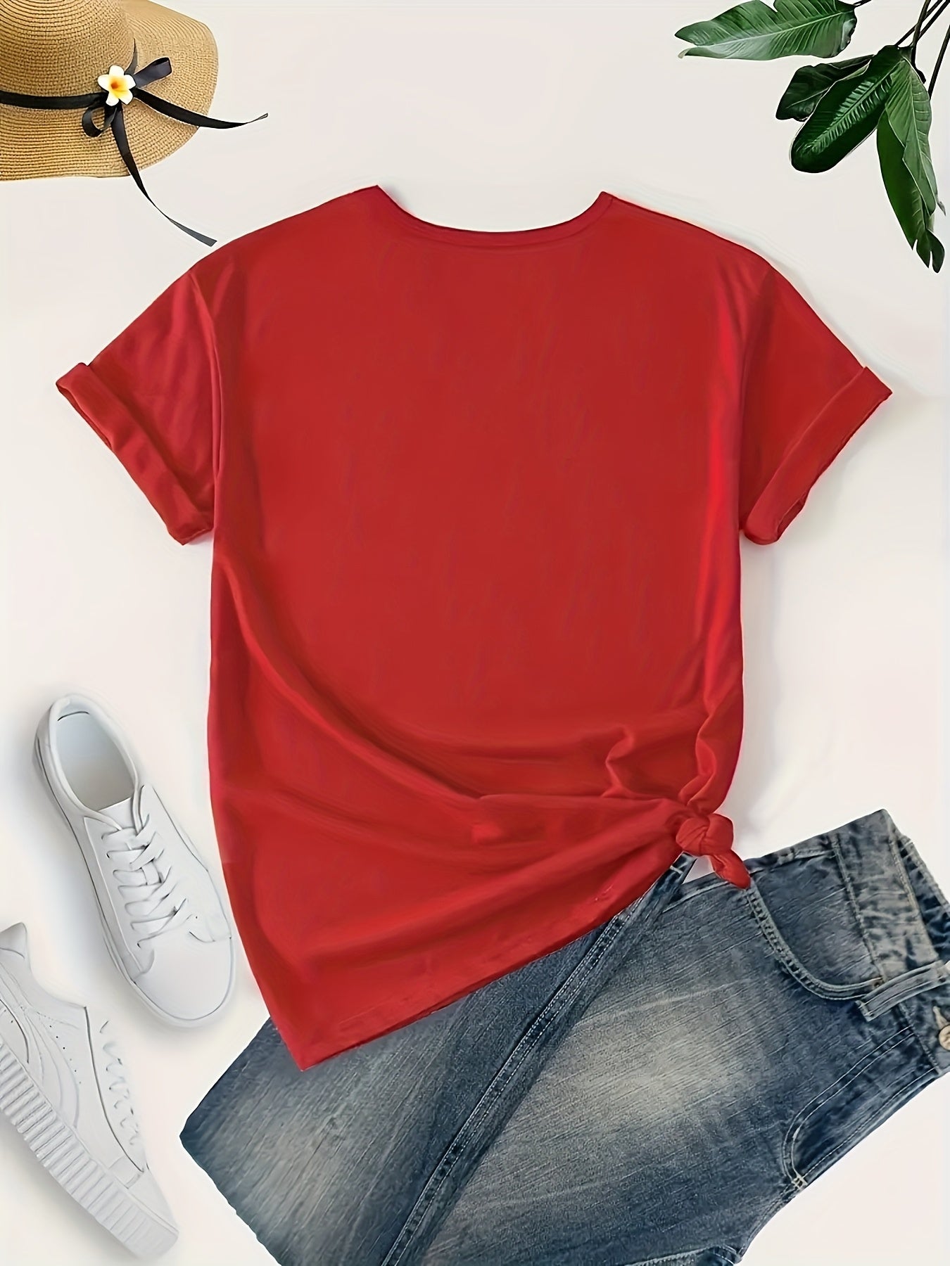 Fashionable Women'S Collection Valentine'S Day Creative Heart Pattern Printed Casual Round Neck Short Sleeve T-Shirt