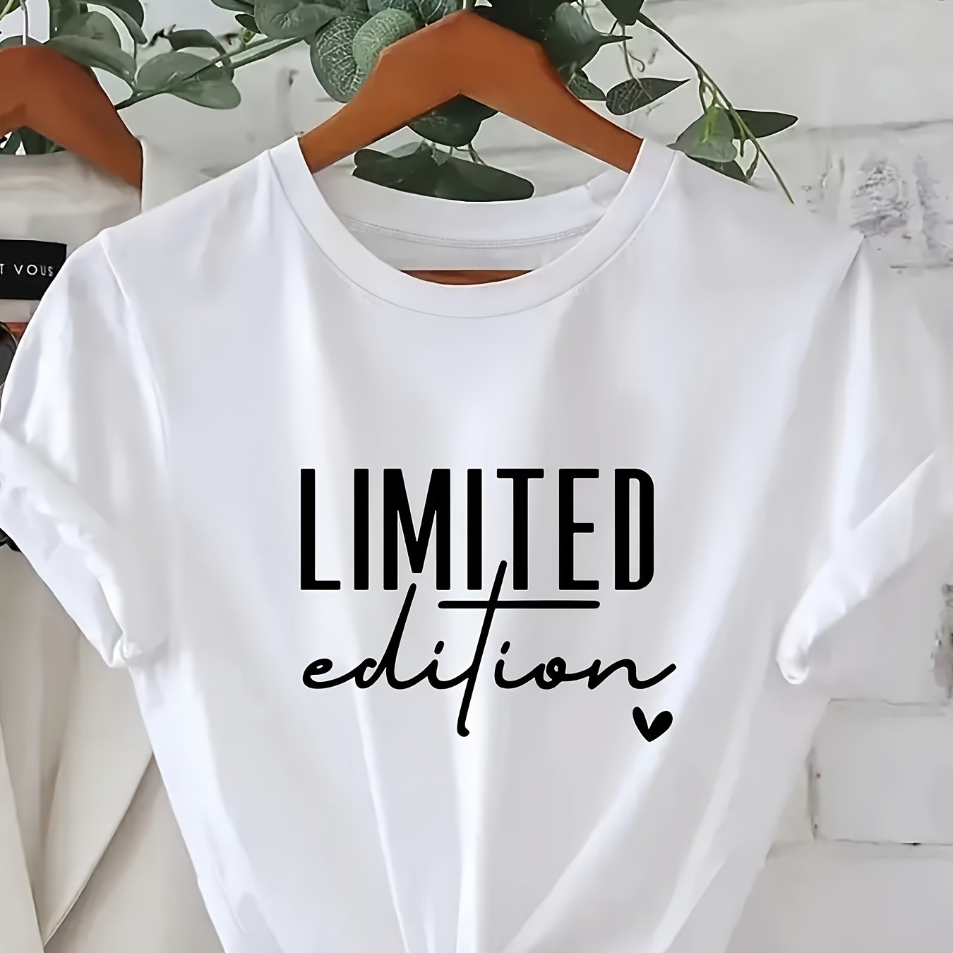 LIMITED EDITION Letter Slogan Graphic T-Shirt - Casual Round Neck Short Sleeve, Machine Washable