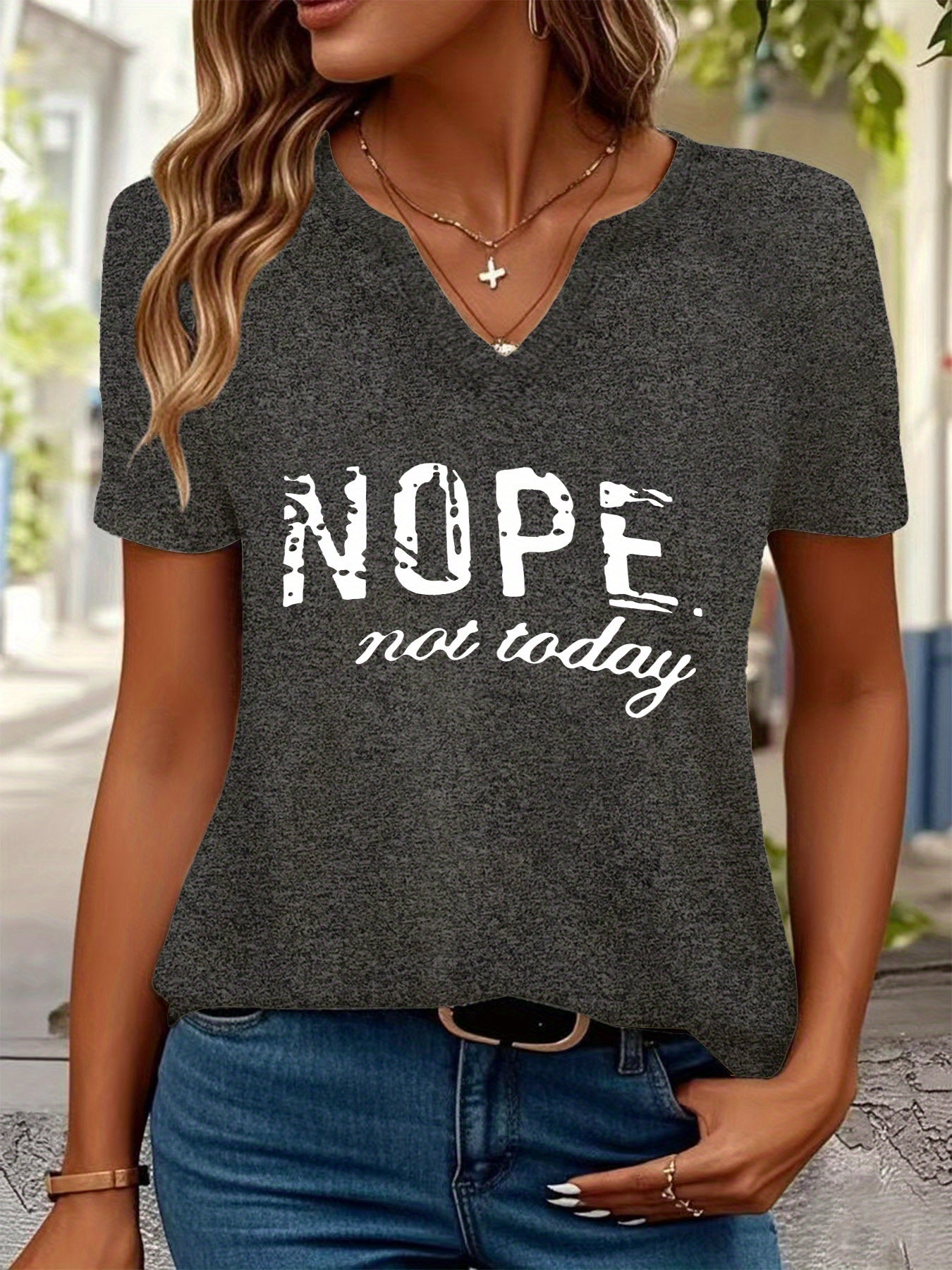 English printed Women's short-sleeve T-shirt, casual T-shirt, Women's clothing