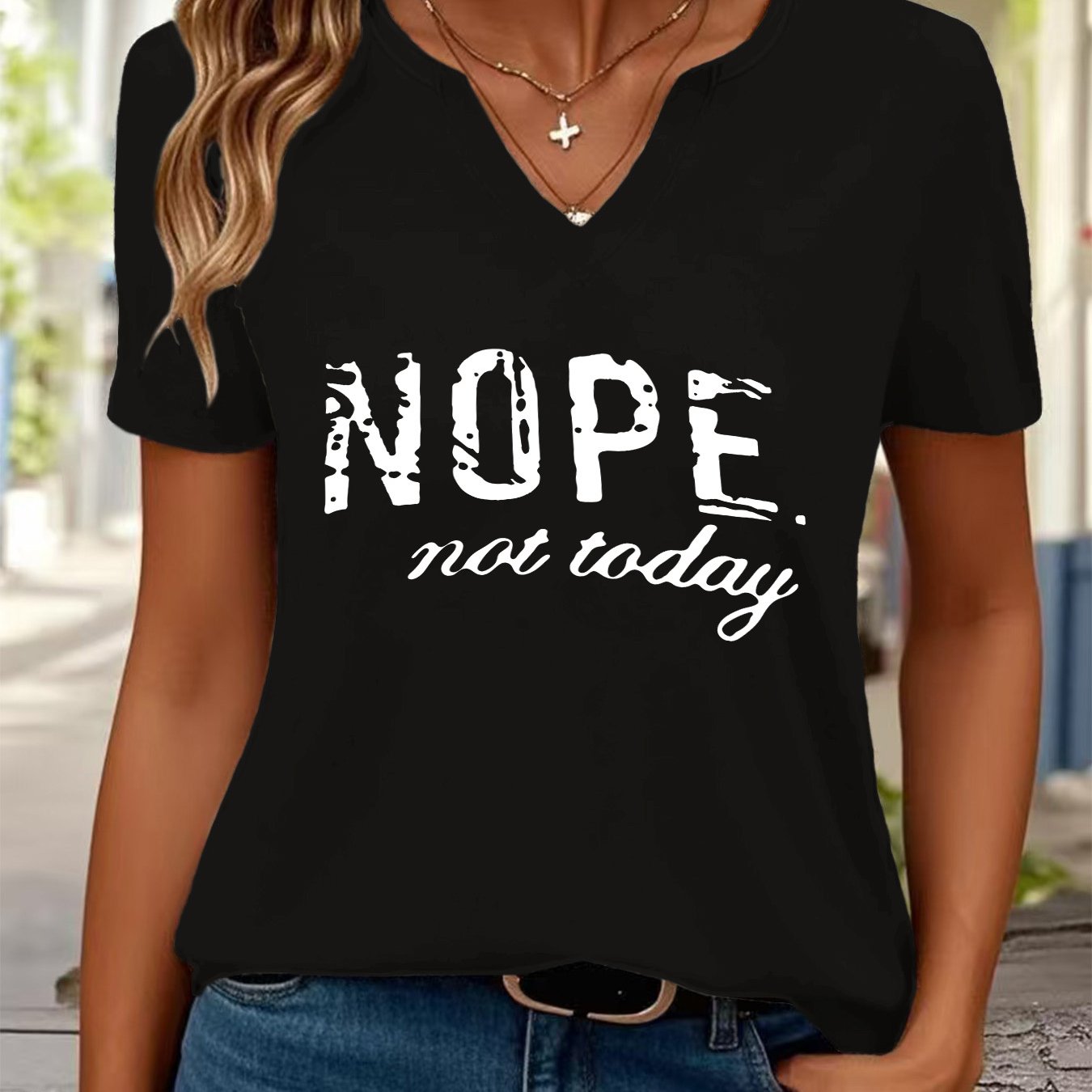 English printed Women's short-sleeve T-shirt, casual T-shirt, Women's clothing