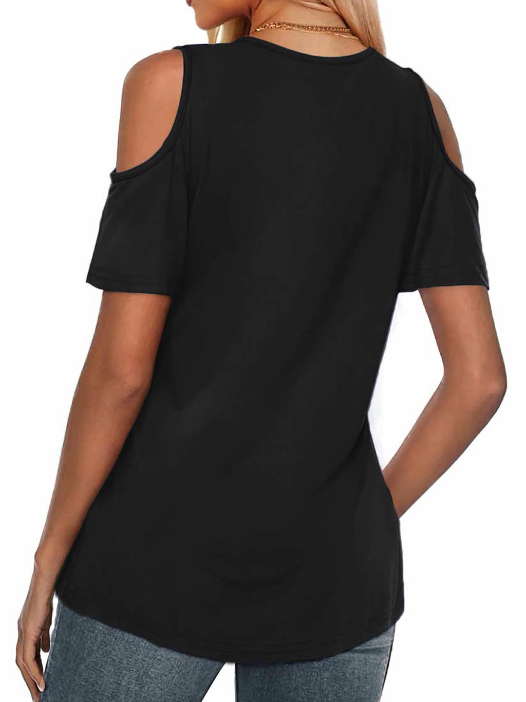 Women'S Fashion T-Shirt with a Printed Design And V-Neck, Stylish Off-Shoulder Short-Sleeve T-Shirt for Women
