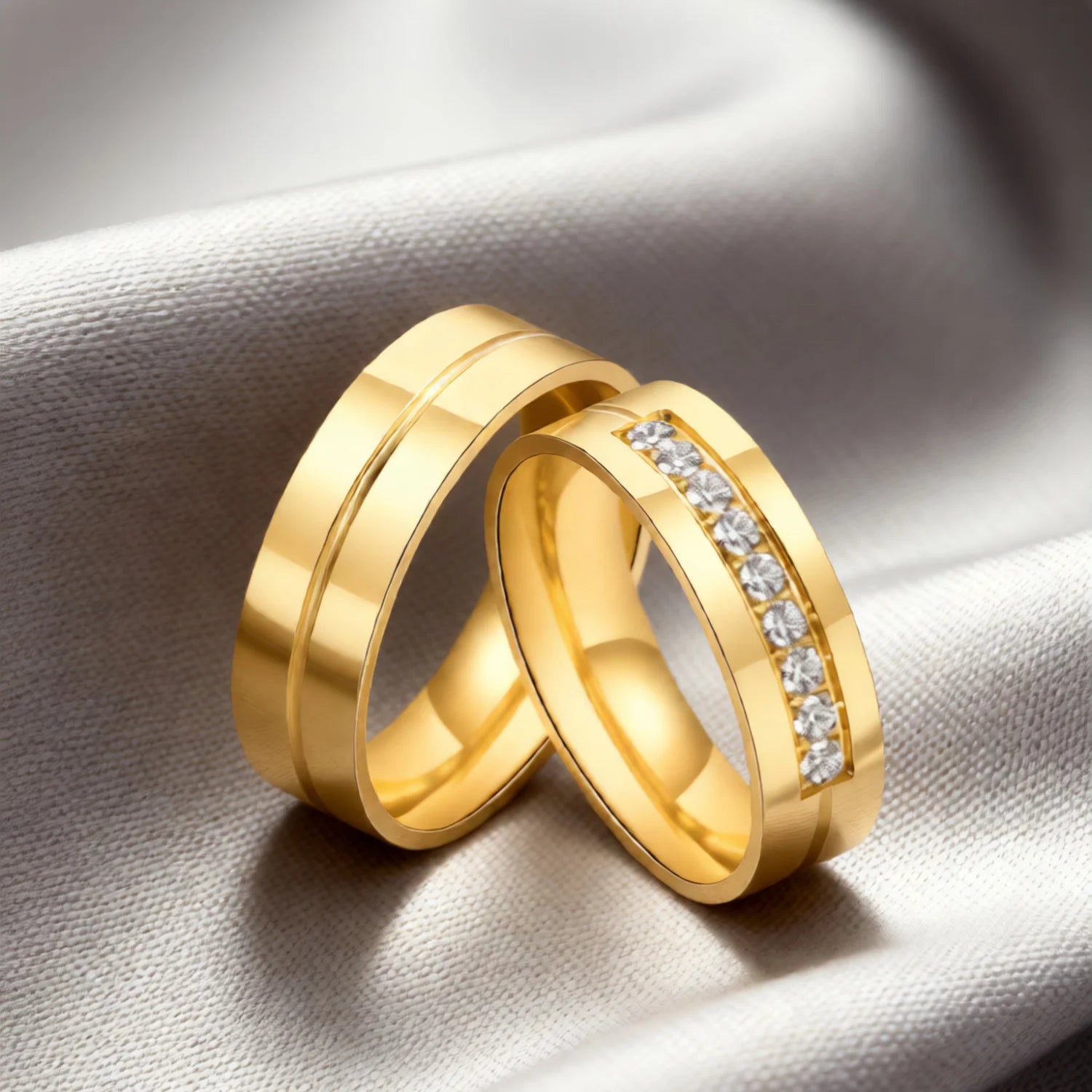 Chamica Personalized Couples Bands Engagement Ring Matching Rings Sets Anniversary Promise Ring for Men Women Couple Gift