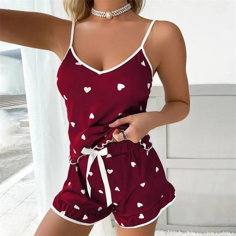 Women’s Summer Pajama Set – Vest & Shorts