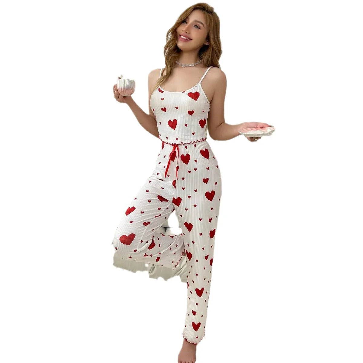 Plus Size Women’s Pajama Set – Vest & Pants