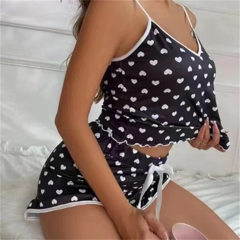 Women’s Summer Pajama Set – Vest & Shorts