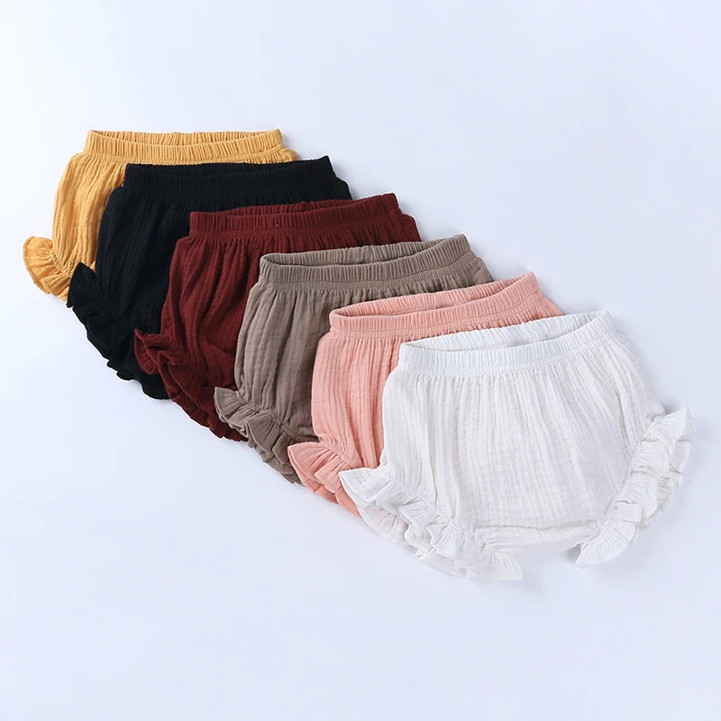 Baby Girls Boy Shorts Newborn Baby Fold bloomers Girls pure cotton linen Triangle Shorts Toddler Trousers PP Pants Clothes MT035