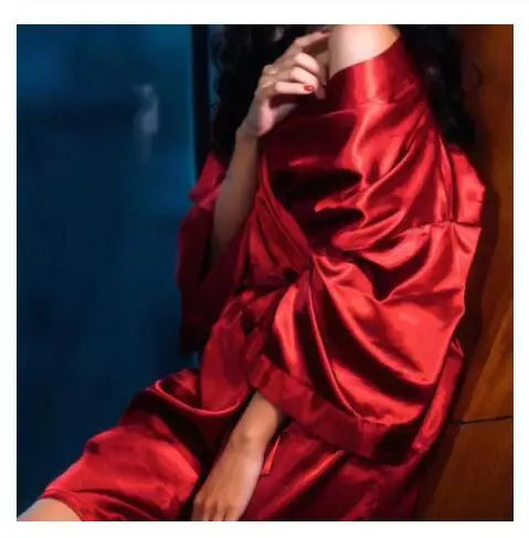 Summer Champagne Chinese Bride Wedding Robe Satin Sleepwear Women Nightgown Sexy Nightdress Lady Kimono Bathrobe Gown Negligee