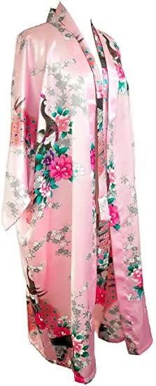 Satin Silk Women Wedding Bridemaid Robe Sexy Crane Print Bathrobe Short Long Kimono Night Gown Robe Fashion Dressing Gown Female
