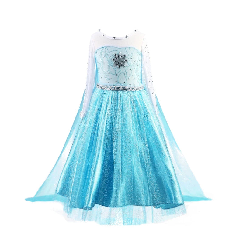 Fancy Baby Girl Princess Dresses for Girls Elsa Costume Bling Synthetic Crystal Bodice Elsa Party Dress Kids Snow Queen Cosplay
