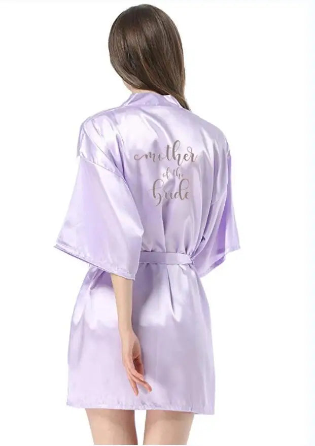 new bride bridesmaid robe with white black letters mother sister of the bride wedding gift bathrobe kimono satin robes