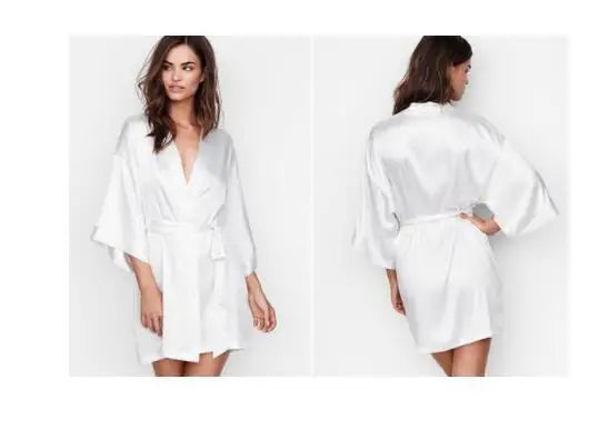 Summer Champagne Chinese Bride Wedding Robe Satin Sleepwear Women Nightgown Sexy Nightdress Lady Kimono Bathrobe Gown Negligee