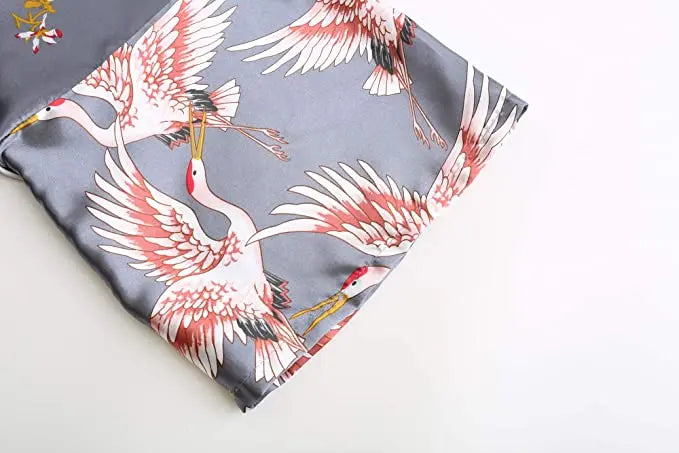 Silk Satin Wedding Bride Bridesmaid Robe Floral Bathrobe Short Kimono Robe Night Robe Bath Robe Fashion Dressing Gown For Women