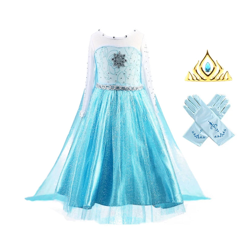 Fancy Baby Girl Princess Dresses for Girls Elsa Costume Bling Synthetic Crystal Bodice Elsa Party Dress Kids Snow Queen Cosplay