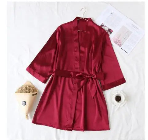 Summer Champagne Chinese Bride Wedding Robe Satin Sleepwear Women Nightgown Sexy Nightdress Lady Kimono Bathrobe Gown Negligee