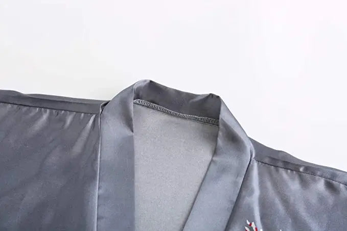 Silk Satin Wedding Bride Bridesmaid Robe Floral Bathrobe Short Kimono Robe Night Robe Bath Robe Fashion Dressing Gown For Women