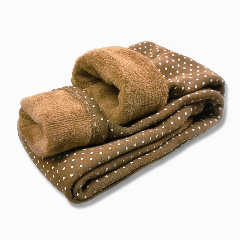 Sweet Leggings Girls Dot Velvet Pants Autumn Winter Kids Cotton Stretch Warm Trousers Baby Girls Elastic Waist Slim Pants