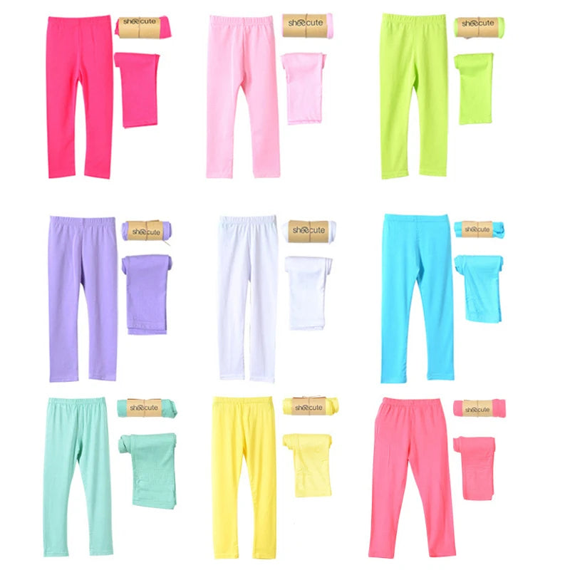 Girl Pants Soft Elastic Modal Cotton Kids Leggings Candy Color Girls Skinny Pants Trousers Solid Color 2-13Y Children Trousers