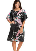 High Quality Chinese Women Silk Home Dress Robe Summer Lounge Nightshirt Short Sleeve Sleepwear Nightgown Plus Size 6XL A-073