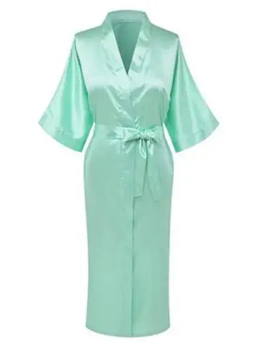 Plus Size S-XXXL Rayon Bathrobe Womens Kimono Satin Long Robe Sexy Lingerie Classic Nightgown Sleepwear with Belt