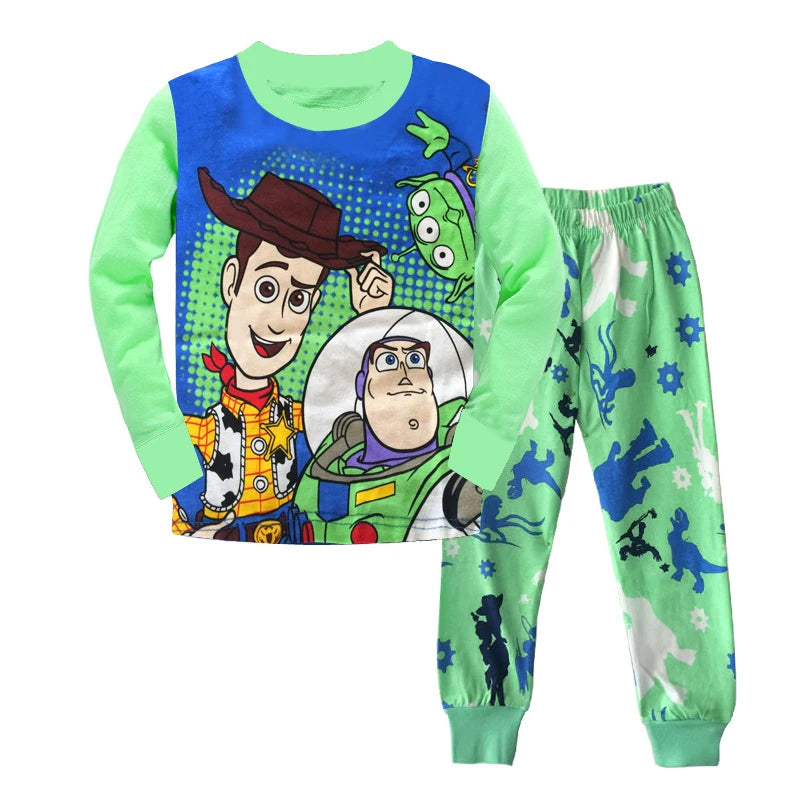 Spring Autumn Children's Mickey Clothing Sets Boys Sleepwear Clothes Kids car Pajamas Set Baby Girls Cotton Cartoon Pijamas