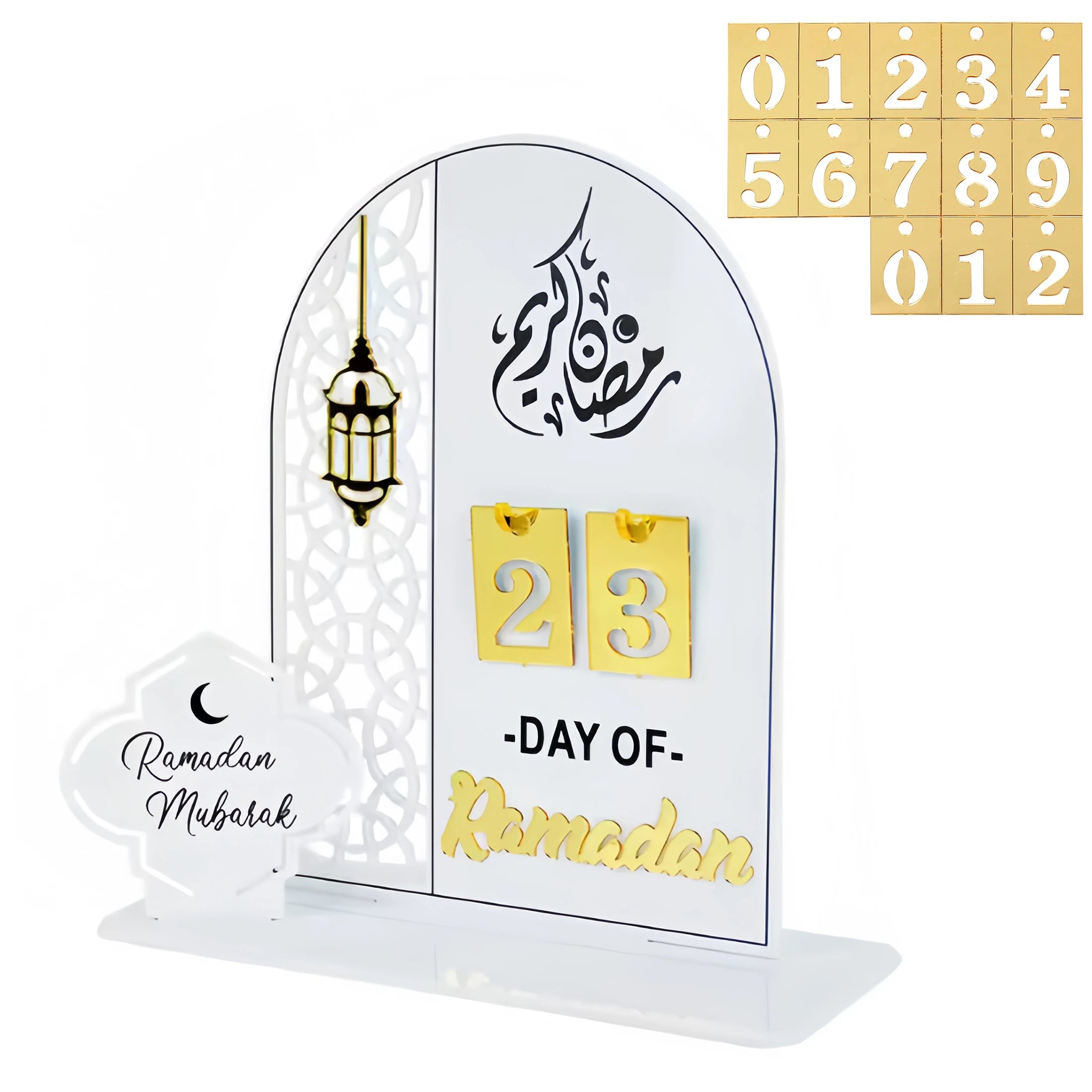 1set Acrylic Ramadan Countdown Calendar Gifts Day of Ramadan Calendar with Replacing Number 2026 Eid Mubarak Home Decoration
