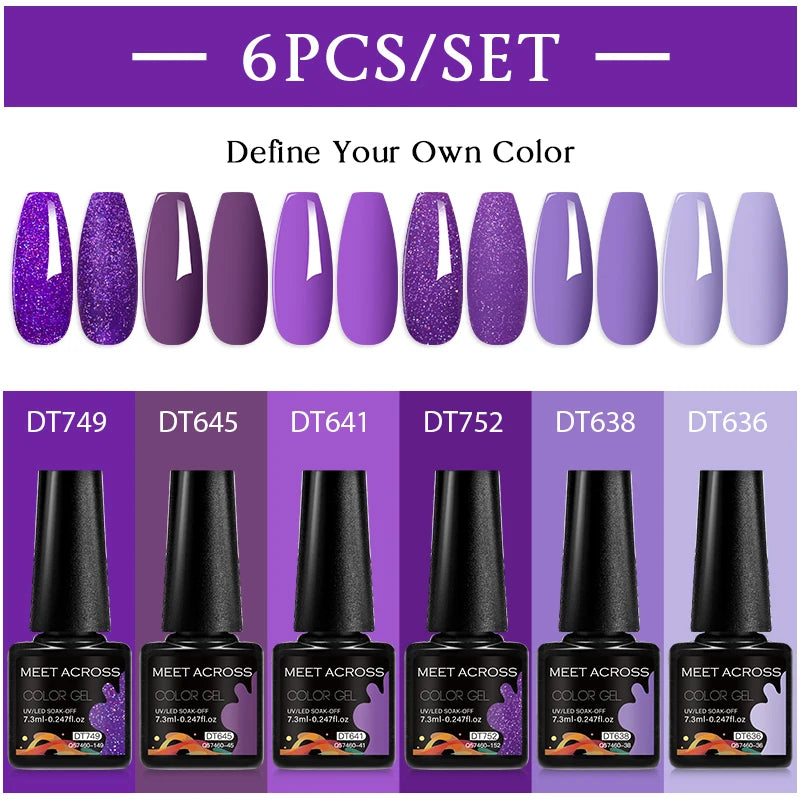 6pc Nail Gel Polish Set DIY Nail Art Semi Permanent UV LED Gel Kit For Nails Decoration Manicure Soak Off Painting Vernis Design